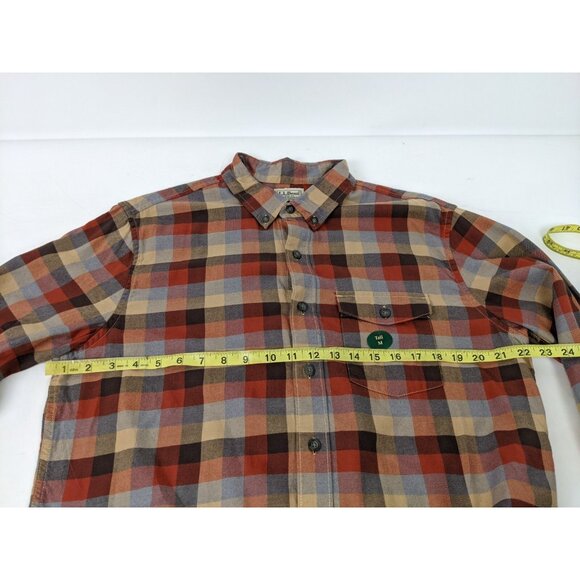 LL Bean Twill Plaid Long Sleeve Button Up Shirt Size Medium Tall Mens NWT Brown - Picture 8 of 12